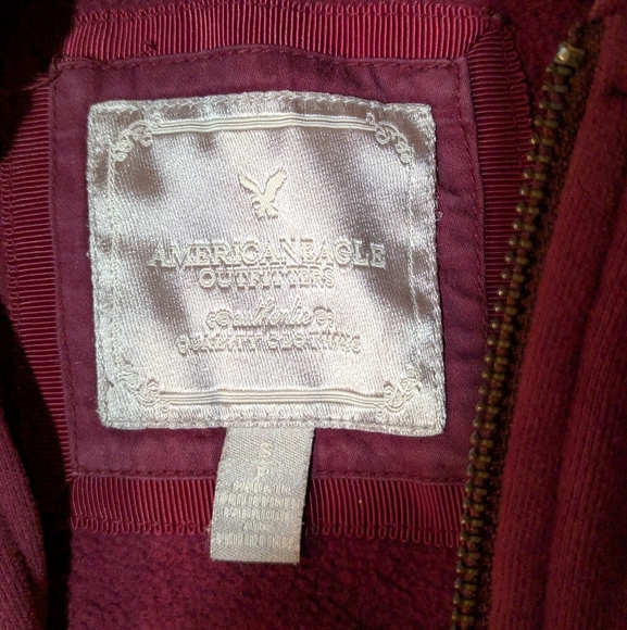 Y2K 90s Hollister Hoodie Faux Fur Zippered Hood Maroon Grunge Small - Picture 7 of 10